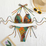 2026 String Triangle Printed Bikini Women Sexy Swimwear Female Halter Swimsuit Solid Bathers Bathing Swimming Swim Suit Beach