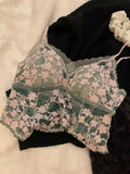 Sexy French Lace Halter Bra Summer Bralette Small Bust Wrinkle-Free Adjustable Straps Beauty Back Vest Wirefree Comfort Bra Set