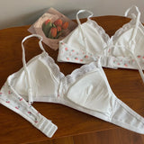 MOYISU Japanese Push Up Bra - Wireless Lace Bralette for Small Chest, Anti Sagging Comfort No Underwire Teens Slimming Lingerie