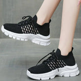 Spring Autumn Breathable Mesh Sneakers Woman Non-Slip Lightweight Solid Sports Shoes Women Casual Plus Size Lace Up Shoes Female
