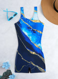 2026 Sporty Printed Slim Swimsuit Women One Piece Vintage Swimwear Female Sexy Bathers Bathing Swimming Swim Suit Beachwear XXL
