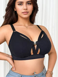 Plus Size sexy fashion Lingerie wire-free Front Closure Full Bust Support Bra black Large underwear sizes 1XL-5XL MR3527
