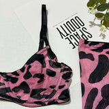 Toucheart Erotic Lingerie Leopard Print 5-piece Set with Gloves and Stockings Tie-dye Printed Sexy Hot Lingerie Suit for Women