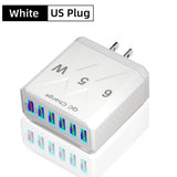 6 Ports USB Charger Fast Charging QC3.0 Travel Charger For iPhone17 16 Samsung Xiaomi Vivo Mobile Phone Adapter EU US UK Plug