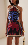 Bohemian Print Halter Neck Mini Dresses Women Sexy Backless Leace-up Beach Vacation Dress Fashion Beachwear Vestidos Summer New