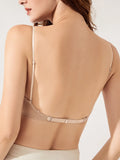 Women's Sexy 1/2 Cup Mesh Bra Balconette Mesh wire free Demi Shelf Bra See Through padding Bralette Backless Bra Small Breats