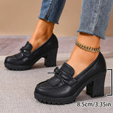 Black Pu Leather High Heel Loafers Women 2026 Autumn Plus Size 42 Slip On Platform Pumps Woman Super High Heels Oxford Shoes