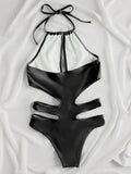 2025 New Sexy Halter Women Swimwear One Piece Swimsuit Female Hollow Out Monokini Bather Bathing Suit Summer Beach Wear Bodysuit