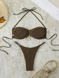 Halter Bikinis 2026 Women String Thong Swimwear Female Sexy Swimsuit Solid Bathers Bathing Swimming Swim Suit Beachwear