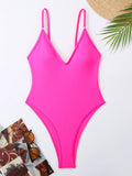 2026 Sexy Solid Swimsuit One Piece High Cut Swimwear Women V neck Backless Bathers Bathing Swimming Swim Suit Female Beachwear