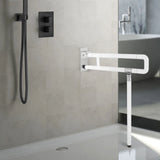Foldable Toilet Grab Bar 100Kg Capacity ABS Stainless Steel Anti Slip Rail