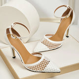 2026 Summer New Style - Three-color Mesh Open Toe Business Shoes with Round Tops, Small Inner Cuts, Thin High Heels