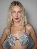YOUR BUMP CURVE Handmade crystal bra flower embroidery inlaid metal rhinestones short top sexy women beach pool yacht sea party