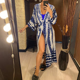 New 10 Colors Printed Long Sleeve With Belt Tunic Beach Cover Up Cover-ups Beach Dress Beach Wear Beachwear Female Women V4521