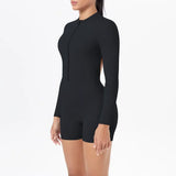 Women's Yoga Jumpsuits Sports Fitness Backless Half Zipper Peach Hip-Lifting Naked Feel Gym Running Workout One-Piece Bodysuits