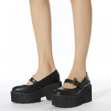 Spring Autumn Chunky Heel Vintage Lolita Shoes Women Platform Shoes Mary Jane Buckle Strap School Shoes For Girls Blackty7