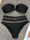 Sexy Bra Cup Bandeau Bikinis High Waist Bikini Women Swimsuit Female Swimwear Two-pieces Bikini Set Mesh Bathing Suit Swim Lady