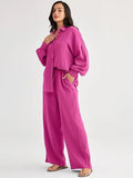 2026 Spring and Summer Casual Suit New Fashion Suit Loose Casual Top Wide Leg Pants Two-piece Set for Women