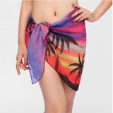 Women Bikini Cover-Ups Skirts Printed Chiffon Swimwear Pareo Scarf Swimsuits Cover-Ups Wrap Kaftan Sarong Beach Short Sexy Skirt