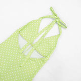 Women Halter Shorts Jumpsuits Summer Polka Dot Print V-Neck Backless Bodysuits Casual Sleeveless Rompers Club Streetwear