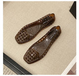 New 2025 Women Fashion Jelly Shoes Summer Cut-out Flat Sandals, Soft PVC Casual Square Toe Girls Daily Walking Sandalias