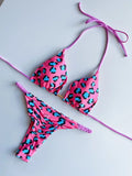 Leopard Halter Scrunch Butt Micro Thong Bikini Women Swimwear Female Swimsuit Two-pieces Bikini Set Bather Bathing Suit Swim