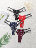 4 pieces of multi colored mother belt hollow out sexy lace low waisted thong hip lifting party underwear C856