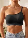 Women's One Shoulder Seamless Bra Front Closure Comfort No Lining Wireless Lingerie