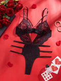 Women Lace Bodysuit Female Underwear Floral Embroidery Heart Shaped Ornament Design Bodycon