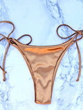 2025 Metallic Satin High Cut Brazilian Bikini Women Swimwear Female Swimsuit Two-pieces Bikini Set Bathing Suit Swim Beach Wear