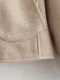 Foridol O Neck Single Breasted Apricot Women Winter Autumn New Coat Office Lady Short Thick Jacket Vintage Outerwear Loose