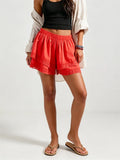 Women’s Layered Lace Shorts Elastic Waist Wide Leg Short Pants Summer Lolita Casual Loose Lounge Bloomers Streetwear