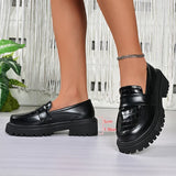 British Style Platform Loafers Women 2026 Plus Size Round Toe Single Shoes Woman Thick Bottom Pu Leather Oxfords Zapatos Mujer