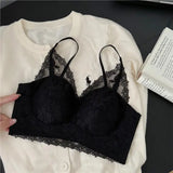 European French Lace Bralette Small Bust Push Up Anti Sagging Comfort Bras for Women Lace Back Thin Style Elegant Everyday Wear