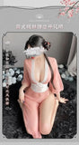 Women Sexy Lingerie Hanfu Dress Cosplay Costume Deep V Erotic See-through Pink Chinese Ancient Style Temptation Dresses