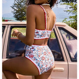 New Sexy Bikinis Print Swimsuits Women's Swimwear Push Up Female Beach Swim Wear Bathing Suits High Waist Bikini Set Pool Bather