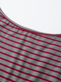 Women Elegant Summer Off One Shoulder Tops Striped Short Sleeve Loose Fit Basic T Shirts for Daily Wear