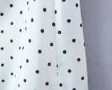 2026 Women Vintage Black White Polka Dot A-line Knee Length Skirt Sexy Low Waist Holiday Summer Skirts Slim Mini Skirts J7L2