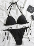 Sexy Halter Push Up Bra Cup Bikini 2025 Women Swimsuit Female Swimwear Two Pieces Bikini set Brazilian Bathing Suit Swim Beach