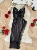 Sexy Lace Patchwork Pajamas Comfortable And Casual Long And Comfortable Women's Nightgown