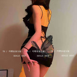 Slip Sweet Mini Dress Tank V Neck Babes Backless Bare Ass Cosplay House Fairy Sweet Korean Women Tops 2022 Summer P7M8