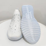 Women's Slip-On Crystal Sneakers 2025 Breathable Mesh Plus Size 35-43 Casual Flats Women Comfort Soft Sole Running Walking Shoes