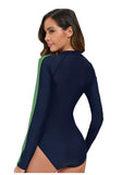 Long Sleeved Sun Protection One-piece Sports Swimsuit for Women High Elasticity Slim Zipper Sports Bikini Monokini Surfing Suit