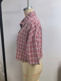Casual Shirts Shirts & Blouses Women's Clothing Simple Style Street Personality Contrast Lattice Quarter Sleeves Fashion Trendy