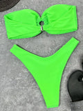 Sexy Fishnet Strapless Bandeau Bikini Women Swimsuit Female Swimwear Two-pieces Bikini set High Cut Bather Bathing Suit Swim