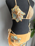 3 Pieces Sexy Women's Bikini Set 2025 Swimwear Female Beachwear Bathing Suit with Flower Sarong Swimming Cover up