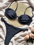 Sexy Steel bracket Solid color Bikini Set Women's Swimsuit Two-piece Triangle Swimwear Bathing Suit Brazilian Biquinis