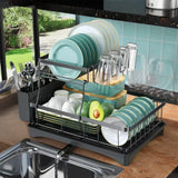 Two-Tier Dish Drying Rack for Kitchen Countertop