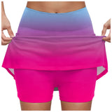 Women's Gradient Tennis Skirts High Waisted Athletic Skort With Built In Shorts Anti Slip Quick Dry Summer Skirt For Sports