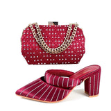 2024 Newest Hot Selling Gold Color Platform Design Peep Toe Ladies Shoes Matching Bag Set For Mature Women Party Pump  TR1-2